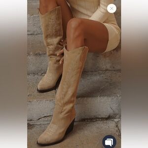 KALI shoes women’s Tan Suede western Boots sz 38 preloved like new